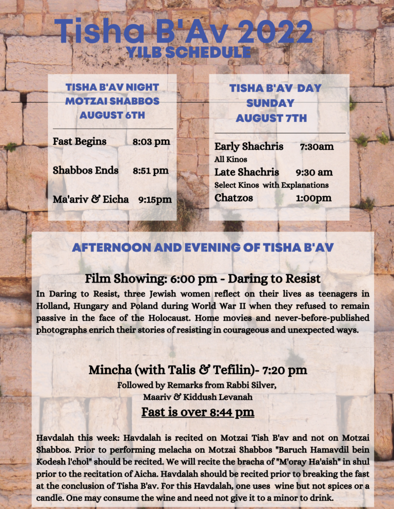The Nine Days & Tisha B’Av Young Israel of Long BeachYoung Israel of